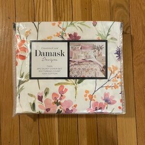 Charter Club Floral Watercolor Twin Duvet Cover in Pink, Orange and Green